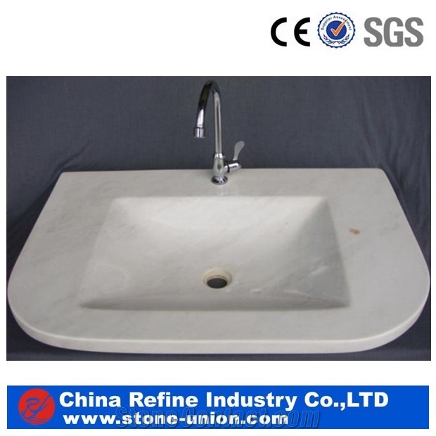 China Hunan White Marble for Bathroom Sink Vessel Sinks &Outdoor Stone Basin &Square White Marble Sinks&Pure White Marble Rectangle Sinks