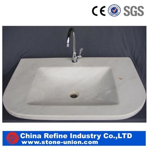 China Hunan White Marble for Bathroom Sink Vessel Sinks &Outdoor Stone Basin &Square White Marble Sinks&Pure White Marble Rectangle Sinks