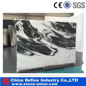 China Panda White Marble Sawn Cut Slab