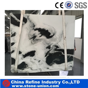 China Panda White Polished White Marble Pattern Slabs