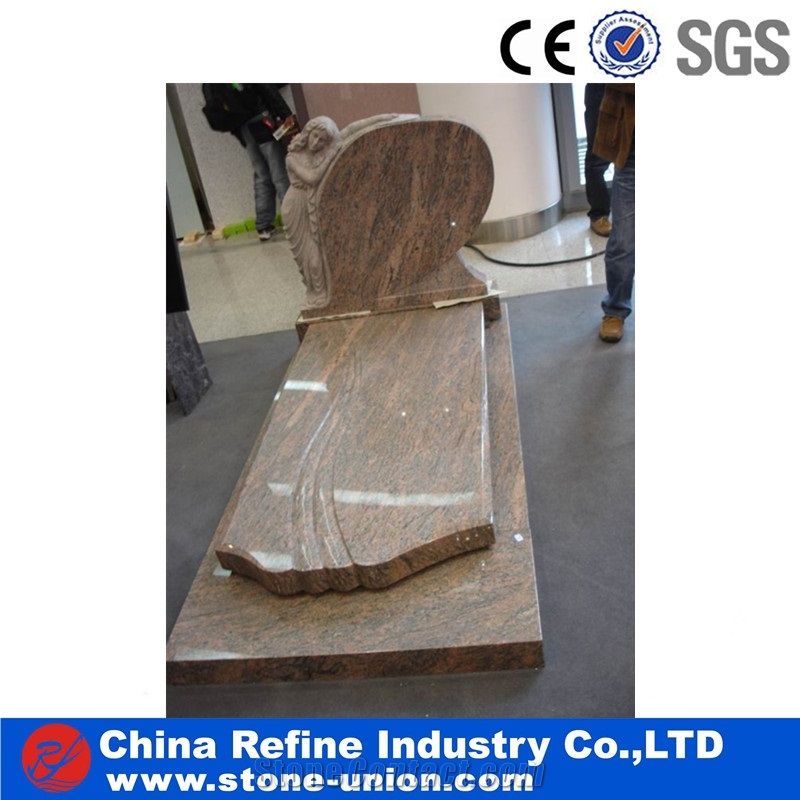 Chinese Juparana Granite Tomstone , Single Monument , Premium Granite Gravestone by Customer"S Requirements