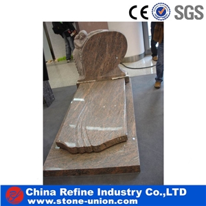 Chinese Juparana Granite Tomstone , Single Monument , Premium Granite Gravestone by Customer"S Requirements