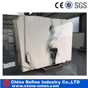 Honed China White Marble Panda White Big Slab with Black Veins