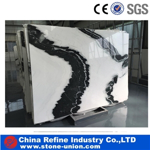 Panda White Marble Tiles Big Slabs for Background Tv Background Covering