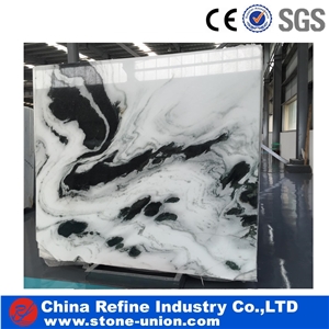 Polished White Color Marble With Black Veins For Hotel Lobby