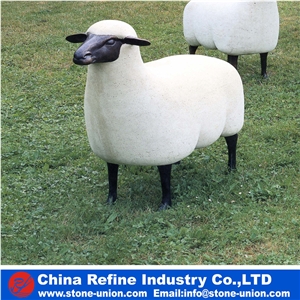 Sheep Statue in Marble and Bronze , Life Size Bronze Animal Statue for Garden
