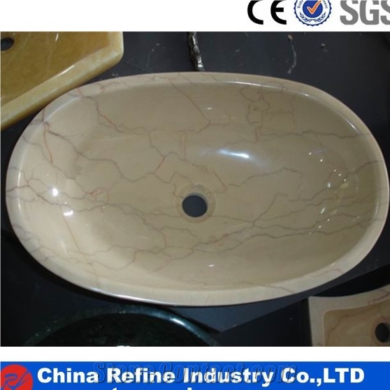 Sunny Beige Marble Oval Basins & Stone Vessel Sink Marble& Wash Bowl Stone Basin&Hand Made Bathroom Basin