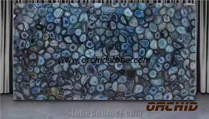 Blue Agate Semi Precious Translucent Decoration Slabs & Tiles,Mazarine Blue Agate Semiprecious Stone Slab&Tile&Customized/Luxury Dark Blue Semi-Precious Stone/Semi Precious Stone Slab for Wall Tiles