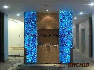 Blue Luxury Semi Precious Stone Violet Translucent Agate Home Decor