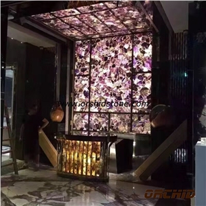 China Lilac Amethyst Lilac Natural Crystal Semi Precious Gemstone Slab Tile Paver Cover Flooring Tiles,Polished Lilac Amethyst Semiprecious Decorative Wall Cladding Tiles