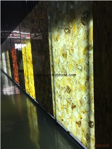 Translucent Agate Semiprecious Stone Wall Cladding Tiles