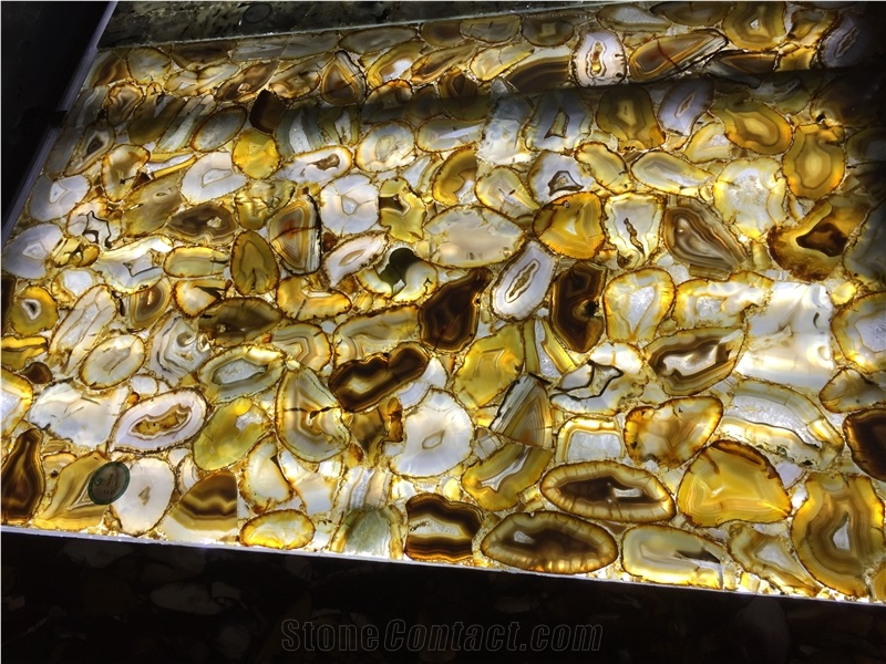 Yellow Agate Wall Cladding Backlit,Translucent Agate Semiprecious Stone Slabs & Tiles