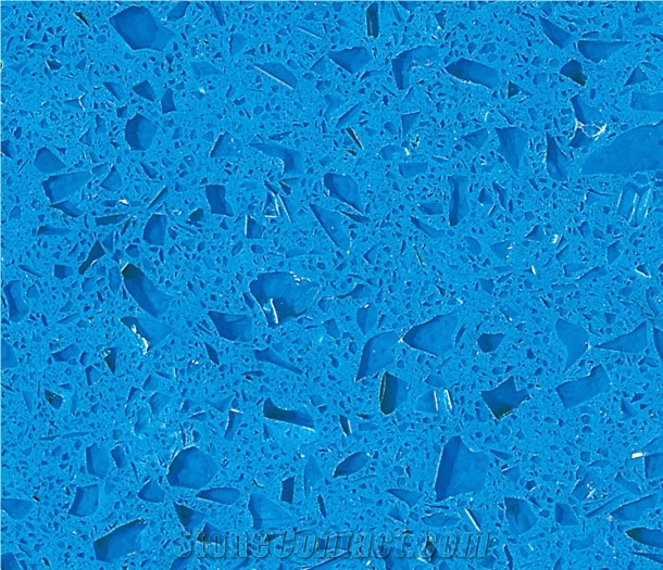 Crystal Light Blue Quartz Slab and Tiles