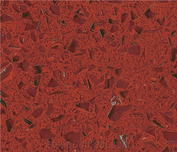 Crystal Red Quartz Big Slabs and Tiles