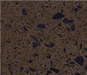 Dark Crystal Brown Quartz Stone Slab & Tile