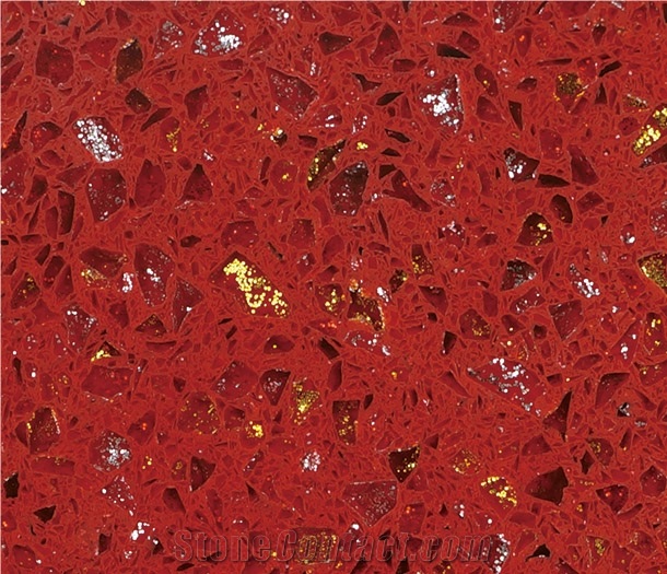 Dark Crystal Red Quartz Stone Slab & Tile
