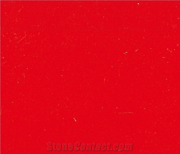 Pure Red Quartz Slabs & Tiles, Solid Surface Engineered Stone