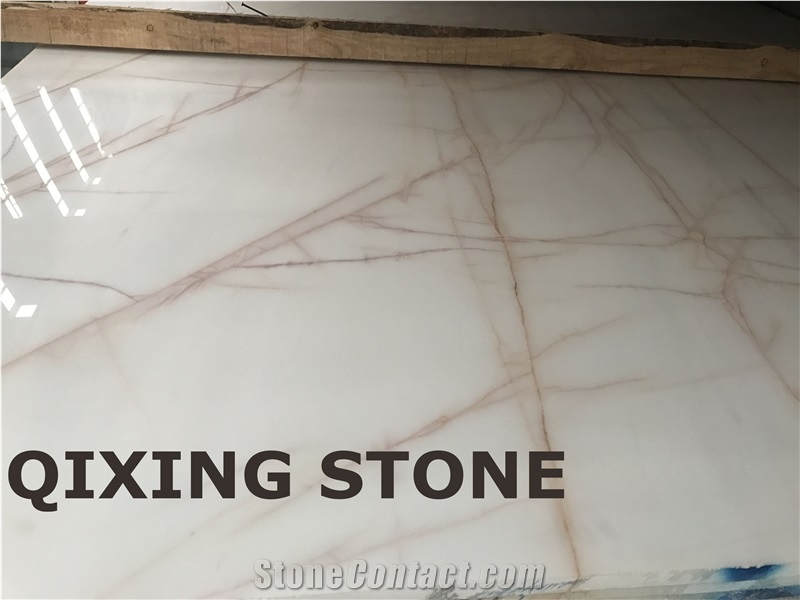 White Onyx with Red Vein Tiles & Slabs, Onyx Wall Covering
