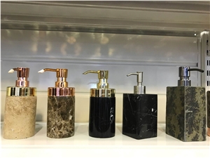 Black Marble Bathroom Accessories,Polished Marble Bath Canister and Toothbrush Holders