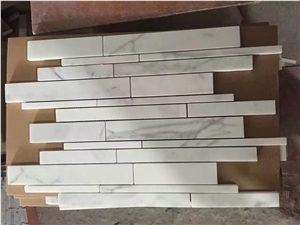 Carrara White Marble Mosaic,Polished White Marbel Linear Mosaic Wall Tiles