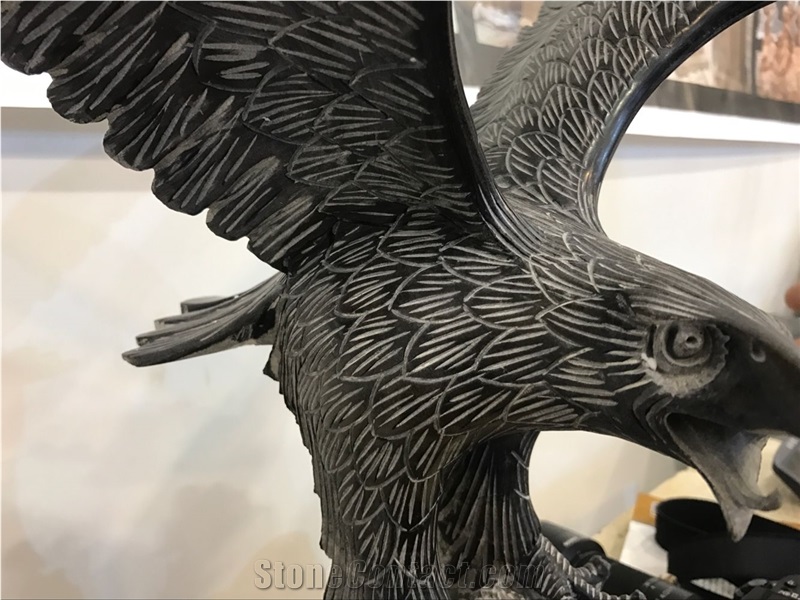 Chian Black Granite Eagle Sculpture,Open Wing Eagle Sculpture Indoor Decoration
