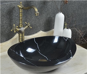 China Nero Marquina Marble Sink,Basin,Black Marble Bathroom Sinks
