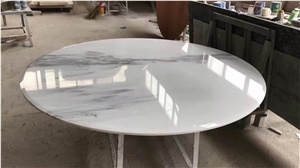 China White Marble Dining Table Top,Polished China Landscape Painting Surface Marble Round Table Top