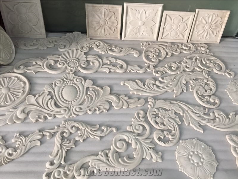 China White Marble Water Jet Interior Art Work,Hand Craved Crafts