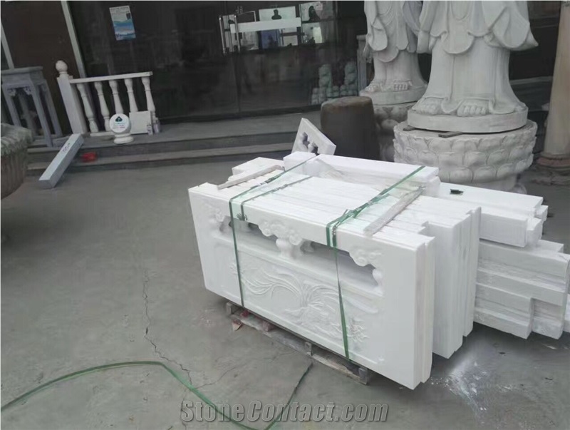 China White Natural Marble Handcarved Railings,Excelent White Marble Handrail