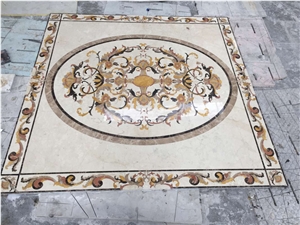 Complicated Marble Waterjet Medallions Beige Marble Crema Mafil Classico Carpet Medallion for Floor Medallion