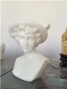 White Marble Statues White Jade Marble Busts Sculptures for Home Decor