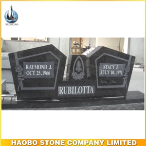 American Style Shanxi Black Granite Monument Double Heart Shaped Headstone Tombstone