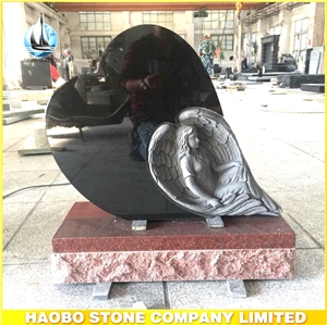 Haobo Unique Design Heart Shaped Headstones with Angel Engraving