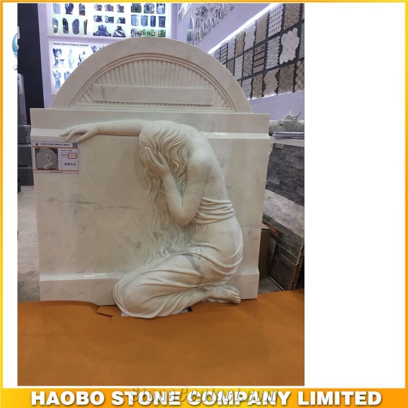 High Quality Hunan White Marble Hand Carved Angels Monuments and Headstones