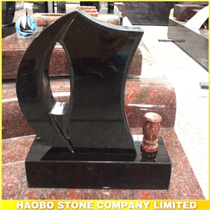 Quality Black Granite Sample Mini Monument with a Vase