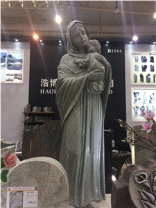 Saint Maria Holding Child Granite Stone Statues