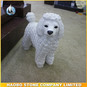 White Marble Lovely Dog Sculpture for Garden