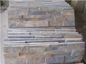 Black Slate Wall Cladding, Grey Slate Split Face Culture Stone, Yellow Slate Brick Stacked Stone, Colorful Cultured Stone