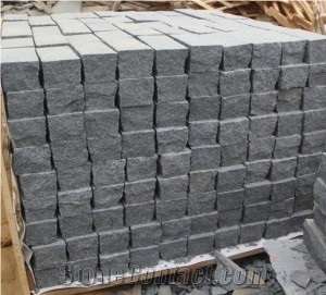 Fargo Natural Granite Setts with Plastic Mesh on Back, G654 Cube Stone, China Impala/Padang Dark/Sesame Black Paving/G654 Granite Paving Stone/G654 Cube Stone/Gray Granite Pavers/Grey Cube Stone