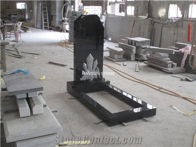 Shanxi Black Granite Engraved Tomebstone for Cemetery