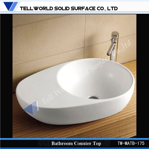 2017 High Quality Modern Design Artifical Stone Solid Surface Wash Basin / Kitchen Sinks/Oval Sink