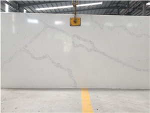 Quartz Engineered Stone Statuario Nuvo White Veined Slabs for Kitchen Island Top and Counter and Tiles Polishing Solid Surface
