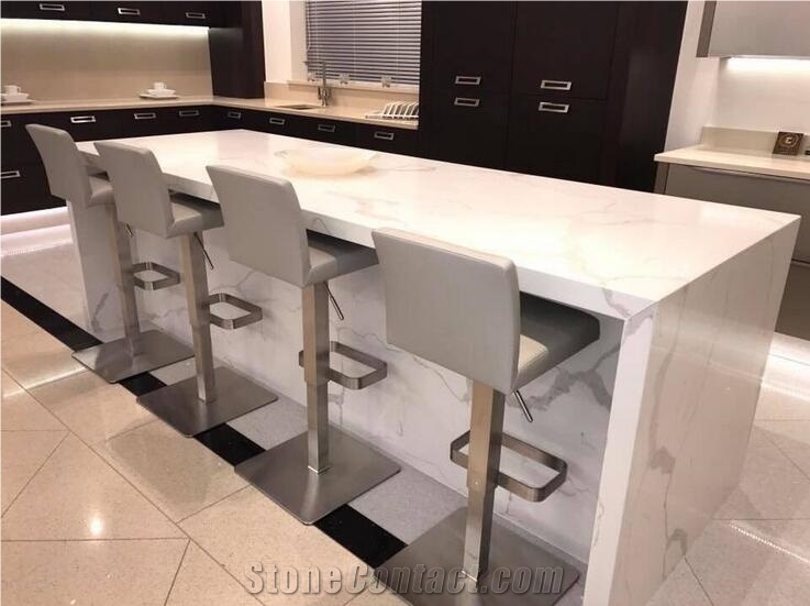 Stunning Quartz Products for Both Kitchen Bathroom and Comercial Sector with Mitred Corner and Edge Polished