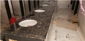 Nero Portoro Marble Restaurant Vanity Top Project