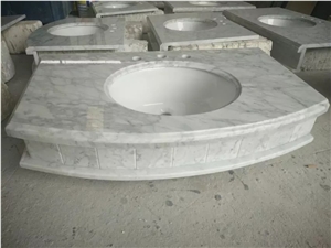 Customized Italy White Marble Vessel Sinks Countertops