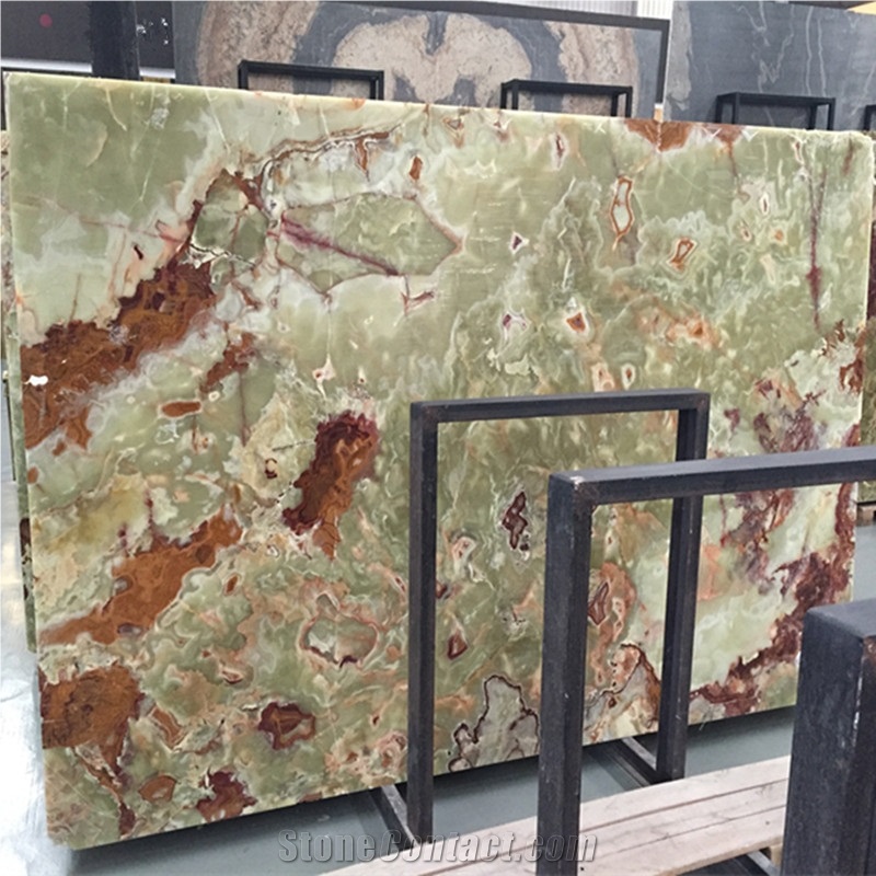 Imported Hot Sale Natural Stone Ancient Dark Green Onyx for Private Villa Exterior Decoration