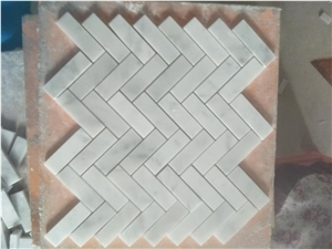 Carrara White Marble Mosaic Tiles,Eastern White Marble Linear Mosaic Tiles,Polished Mosaic Pattern and Tiles,China White Marble Mosaic for Home Decoration