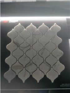 Carrara White Marble Mosaic Tiles Natural Stone Products Polished Surface, Garden & Balcony Marble and Glass Mosaic, Kitchen Marble and Glass Mosaic, Elevator