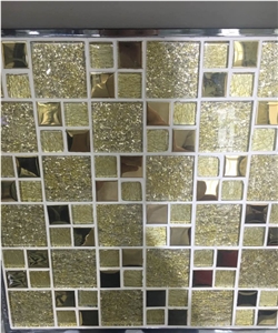Crystal Mosaic Mixed Marble Mosaic Metal Mosaic Polished Surface, Garden & Balcony Marble and Glass Mosaic, Kitchen Marble and Glass Mosaic, Elevator Mosaic