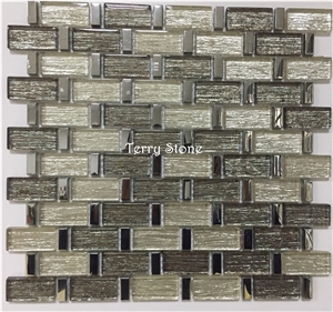 Glass Mix Metal Mosaic Tiles,Composited Mosaic White/Silverbrown/Coffee/Pink/Purple/Lilac,For Bath and Kitchen Wall Cover and Interior Decor from China